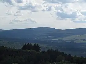 Vue de l'Erbeskopf depuis le :Burg Wildenburg (de) au nord-est.