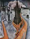 Der rote Turm in Halle (La Tour rouge à Halle), 1915, huile sur toile (120&nbsp;×&nbsp;91&nbsp;cm), musée Folkwang, Essen.
