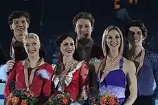 Podium des championnats d'Europe 2011 avec Ekaterina Bobrova / Dmitri Soloviev et Sinead Kerr / John Kerr