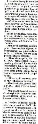Composition des membres présents à la dernière réunion du comité insurrectionnel