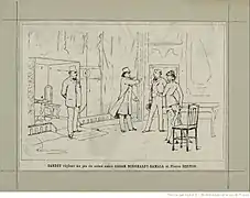 Sardou réglant un jeu de scène entre Sarah Bernhardt-Damala et Pierre Berton.