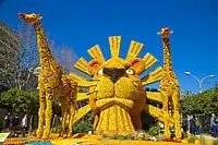 Motif de la 84e&nbsp;fête du Citron dans les jardins Biovès à Menton.