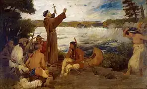 Le père Hennepin près de Saint Anthony Falls, par Douglas Volk (vers 1905). Minnesota State Capitol, Saint Paul.