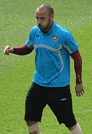 Julien Faubert en 2010 à l'entraînement avec le Wigan Athletic Football Club.