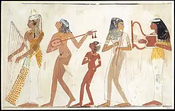 Musiciennes, fac-similé. Djéserkarêseneb (TT38), vers -1400/-1390.