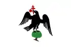 Drapeau de la Valachie (XVe&nbsp;siècle, à fond blanc ou bleu selon les sources).