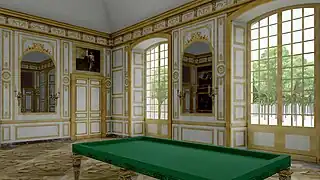 Restitution 3D du Grand Salon de Meudon en regardant les allées de marronniers, XVIIIe&nbsp;siècle.
