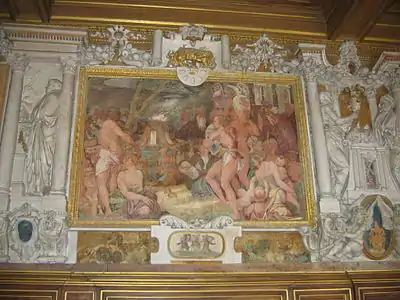 Le Sacrifice de la galerie François-Ier par Rosso Fiorentino à Fontainebleau (1534-1539).
