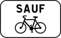 Panonceau français «&nbsp;sauf vélos », souvent placé sous un panneau B1 « sens interdit ».