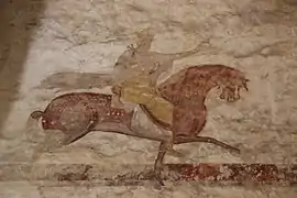 Fresque du XIIe&nbsp;siècle, un des quatre cavaliers.