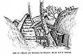Entreposage des fruits près d'une maison en 1908-1910.