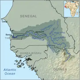 Le fleuve Gambie, traversant une partie du territoire sénégalais.