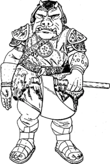 Dessin d'un homme avec une tête de cochon.