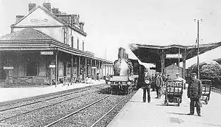 L'intérieur de la gare au début du XXe&nbsp;siècle.