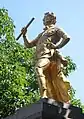 Statue du roi George&nbsp;II (1751) sur la place du Vieux marché (Lé Vièr Marchi).