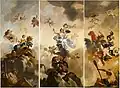 Gérard de Lairesse, "Triomf der Vrede" (Triomphe de la Paix), trois peintures au plafond (1671/72); parties de gauche à droite: Unité, Liberté, Sécurité.