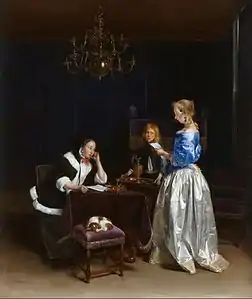 La Lettre&nbsp;(nl) (1660-1665), Gerard ter Borch, huile sur toile (81,9&nbsp;×&nbsp;68,4&nbsp;cm), Royal Collection (Royaume-Uni).