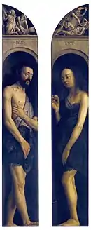 Représentation habillée d'Adam et Ève.