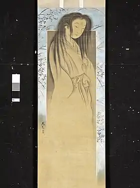 Shibata Zeshin. Fantôme. Rouleau vertical, encre et argent sur soie. XIXe&nbsp;siècle. LACMA