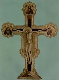 Giotto (Padoue) la Vierge à la droite du Christ son fils et saint Jean à la gauche du Christ.