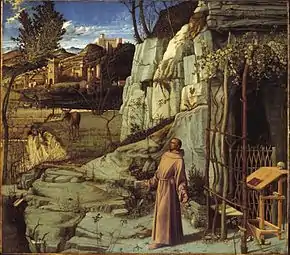 L'Extase de saint François, 1480-1485, huile / bois, 124,4&nbsp;×&nbsp;141&nbsp;cm, Frick Collection, New York