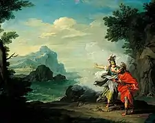 Athéna révélant Ithaque à Ulysse, Giuseppe Bottani (XVIIIe&nbsp;siècle).