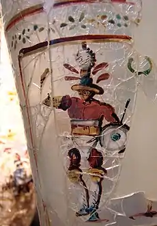 Gladiateur, verre émaillé. Art romain Ier&nbsp;siècle, trésor de Begrâm, région de Kâpîssâ, Afghanistan.