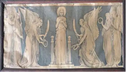 Carton pour la basilique d'Ars par Borel, le modèle de Sainte Philomène est Mme Aymée Frèrejean, née Laure Olphe-Galliard.