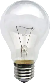 Un bulbe de verre dans lequel se trouve un petit fil métallique.