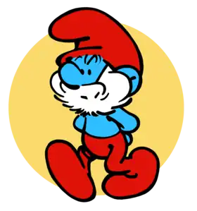 Illustration du Grand Schtroumpf sur une fresque murale à Bruxelles.