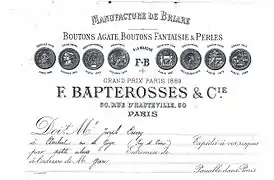 Grands prix décernés à Bapterosses & Cie (1849-1889).