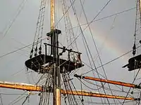 Arc-en-ciel dans le gréement.