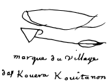 Représentés par Onanguicé, les Koueras Koueatenons (groupe illinois) signent d'un arc et d'une flèche.
