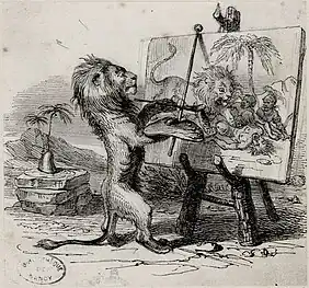Le Lion abattu par l'Homme.