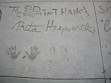 Empreintes de Rita Hayworth.