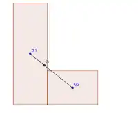 Centre de masse après un premier découpage.