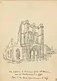L'ancienne église Saint-Étienne de Lille après le bombardement de 1792.