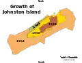La croissance de l'atoll. 0,1 mille marin = 185,2&nbsp;mètre.