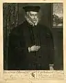 Portrait en manière noire de Walter Mildmay (en), fondateur du Emmanuel College à Cambridge.