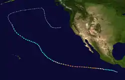 Parcours de l'ouragan Guillermo