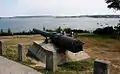 Un des canons de 6 pouces de l'USS Maine exposé à Portland dans le Maine.
