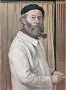 Peinture d'un homme avec une pipe.