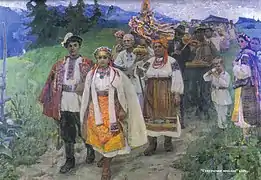 Mariage houtsoul, 1959, huile sur toile, 180 × 241&nbsp;cm. Musée Ivan Gonchar, Kiev.