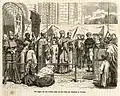 Représentation de la pose de la première pierre de la tour du Dom (22 mars 1321) par l'évêque Frédéric de Sierck et le chanoine Gijsbrecht van Everdingen.