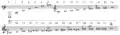 Harmoniques sur le do, du 1er (fondamental) au 32e harmonique (cinq octaves plus haut). La notation utilisée est basée sur la notation dénommée « intonation juste étendue » de Ben Johnston.