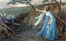 Titania accueillant ses frères fées, aquarelle