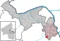 Localisation de Hillesheim dans la Verbandsgemeide et dans l'arrondissement