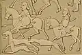 Partie de chasse avec des Lévriers celtes - Lithographie de la Pierre de Hilton of Cadboll (Écosse)
