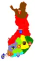 Provinces historiques de Finlande, avec armoiries