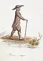 Homme de la Montagne [Lannédern] (aquarelle sur papier, auteur anonyme, premier quart du XIXe&nbsp;siècle, musée départemental breton, Quimper).